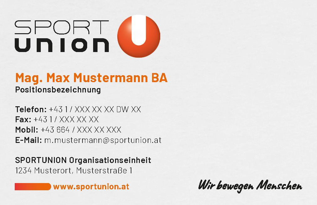 SPORTUNION Visitenkarten Vorschau Vorderseite